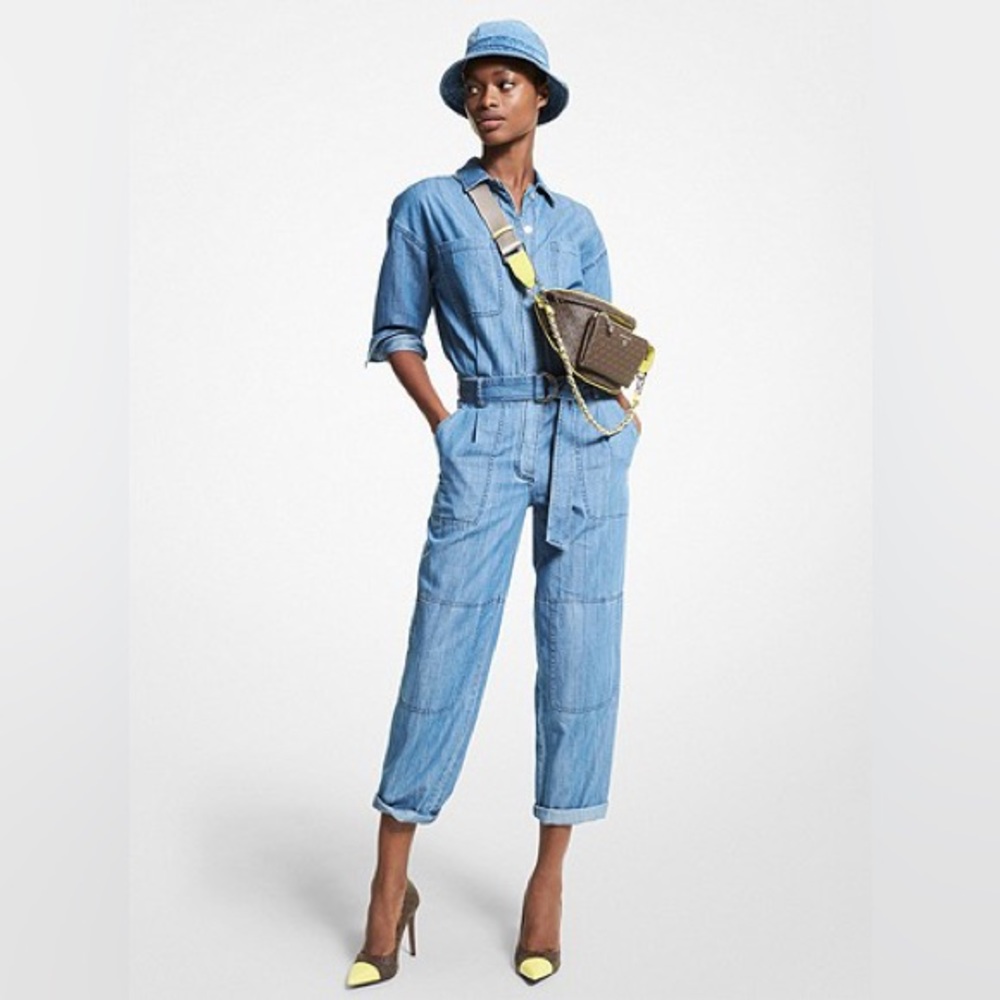 Michael Kors Chambray Belted Jumpsuit